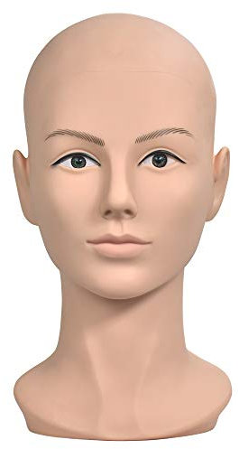 Weiblicher Übungskopf, Puppenkopf ohne Haare für Perückenherstellung, als Display für Brillen oder Hüte, mit kostenloser Klemme