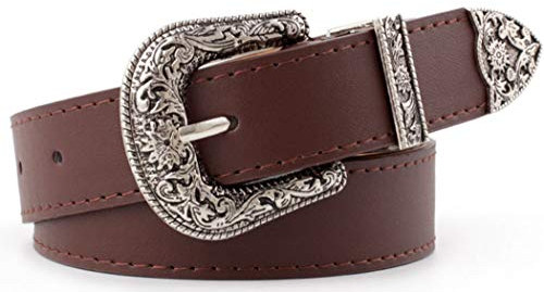 INOGIH Verstellbarer Vintage-Western-Cowboy-Gürtel für Damen und Herren, Cowboy-Stil, gravierte Schnalle, Gürtel für Jeans, Hosen, Kleider, Kaffee, One_Size