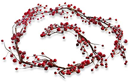 Loberon Girlande Rimont, Deko-Vogelbeere, naturnah, Festdekoration, Weihnachtsdekoration, Weihnachten, Eisendraht, Styropor, rot