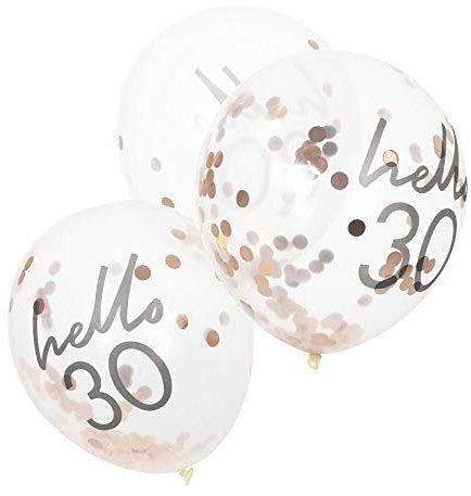 Ginger Ray Dekorative Konfetti-Luftballons, Motiv Hello 30, Roségoldfolie, 5 Stück