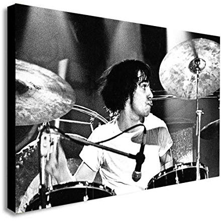 Keith Moon – Drummer – The Who Rock Band – Kunstdruck auf Leinwand, gerahmt, verschiedene Größen (A2, 61 x 40,6 cm)