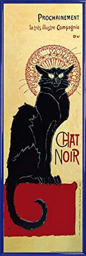 1art1 Theophile Alexandre Steinlen Poster Kunstdruck Bild und Kunststoff-Rahmen - Chat Noir (91 x 30cm)