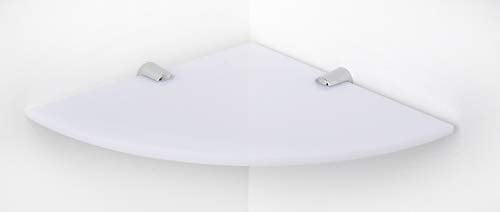 BSM Marketing Estante de Esquina de acrílico Flotante montado en la Pared con Soportes cromados Disponibles en Transparente, Blanco y Negro (Blanco, 150 mm x 150 mm)