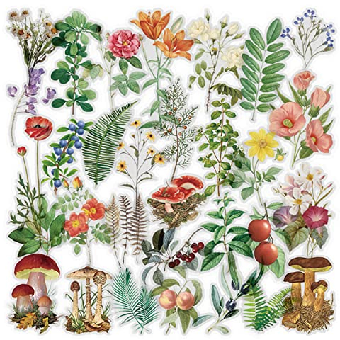 6 Packungen Scrapbook Sticker Sammelalbum Aufkleber Blumenaufkleber Dekoration Planer Aufkleber Pflanzenaufkleber Klares für das Scrapbooking-Tagebuch Album Journals DIY Arts and Crafts (Monet)