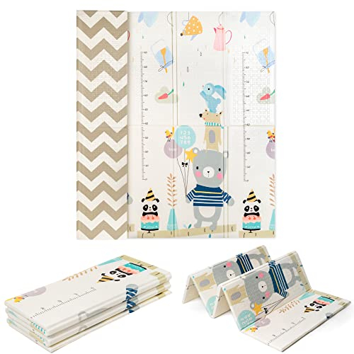 Sweety Fox Spielmatte Baby 180x200x1,5cm - Krabbeldecke XXL Wendbar Gepolstert - Baby & Erwachsenenseite - Spielteppich Schaumstoff - Baby Spielmatte faltbar