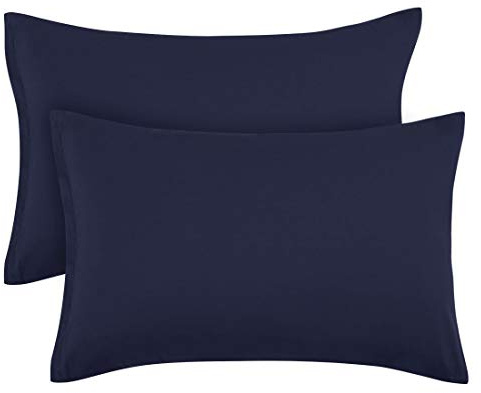 PiccoCasa Kissenbezüge mit Reißverschluss, 100 % gebürstete Mikrofaser, Polyester, 2er-Set, weich und bequem, Marineblau, 50 x 65 cm