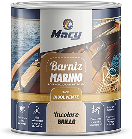 Barniz Brillo Marino Especialmente Formulado para la Protección de Maderas Brillo Incoloro. 4 Litros