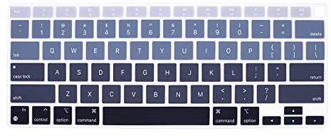 HRH Ultradünne Silikon-Tastaturabdeckung für MacBook Air 33,8 cm (13 Zoll) 2020 mit M1-Prozessor (Modell A2337), Touch-ID-Zubehör, Schutzfolie, Ombré-Grau