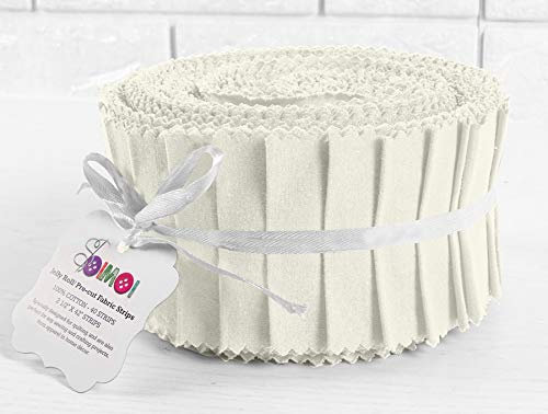 Soimoi 40Pcs Solides blanc Bandes De Tissus Prédécoupés Enrouler 2.5 Pouces Rouleaux De Gelée De Coton Pour Le Piquage