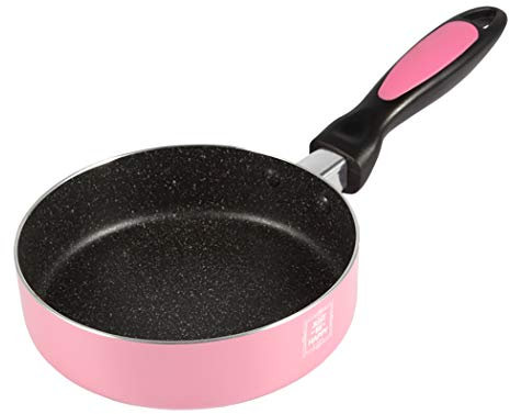 16CM Pink Frying Pan Maifan Stone Frying Pan Non-stick Frying Egg Pan Induction Cooker General (size: length 6.3 inches × height 1.8 inches)