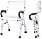 LXBH Sedia da Doccia per Anziani e Disabili, Pieghevole, con Schienale e Braccioli Estraibili, Altezza Regolabile (41-49 cm), Antiscivolo, Stabile Fino A 150 kg, White