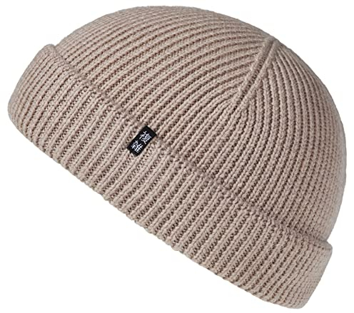 Enter the Complex® Fisherman Beanie, 100% Merino Wolle, Docker, Fischermütze, Seemannsmütze, Damen und Herren, Beige