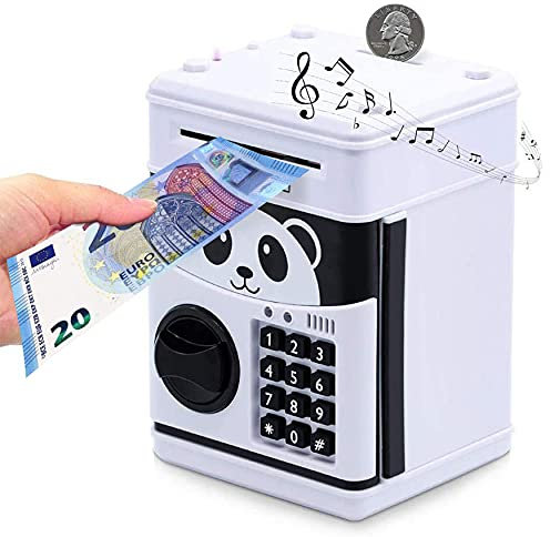 Auped Tirelire électronique Tirelire électronique avec Mot de Passe, Mini ATM Coffre-Fort pour Les Enfants, Anniversaire Cadeau de Noël pour garçons et Filles (Panda)