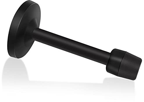 Door Stopper, Black Door Stop 4 Inch Wall Mount with Rubber Bumper Tips, Solid Rigid Stainless Steel Doorstops Wall Protector for Indoor Outdoor, 100mm