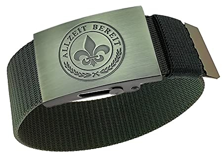 GravurManufakturBerlin Hosengürtel Pfadfinder Allzeit Bereit - 4cm breit - Länge 120 cm - kürzbar (Schwarz, Nylon)