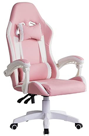 CLIPOP Ergonomischer Gaming Stuhl Racing Computer Drehstuhl mit Kopfstütze und Lendenwirbelstütze, Kipp- und Verriegelungsfunktion, höhenverstellbarer Drehstuhl mit hoher Rückenlehne, Rennstühle