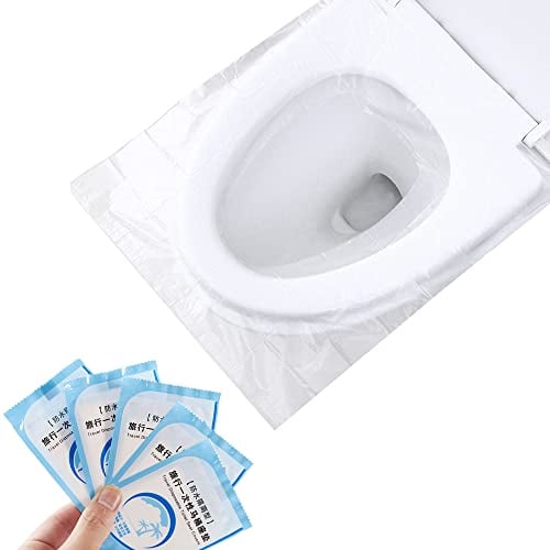 50 PCS Disposable Toilet Seat Covers Flushable Toilet Seat Covers Waterproof Portable Potty Seat Cover for Kids Pregnant Travel Hospital Public Toilet Hotel Individually Wrapped Pocket Size
