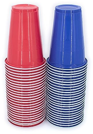 Kyto Mehrweg Trinkbecher Kunststoff Party Becher 50er oder 100er Set amerikanische Farben Blau/Rot (50er)