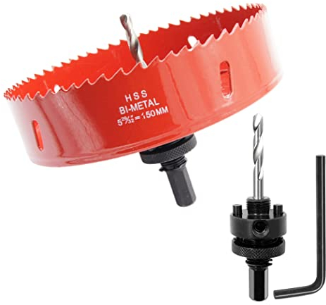 Scie cloche 150mm, LAIWEI A2 mèche cloche à arbre pour usage intensif, foret 4341,outil de perçage pour percer des trous dans différents types de bois, aluminium, PVC, etc.