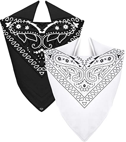 Van Der Rich ® - Set 2 Bandanas aus 100% Baumwolle Halstuch für Herren Damen (Schwarz-Weiß, One Size)
