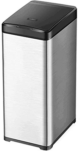 Cubo de basura de cocina para el hogar de gran capacidad con tapa Cubo de basura inteligente de acero inoxidable Cubo de basura de inducción rectangular (C 30L)