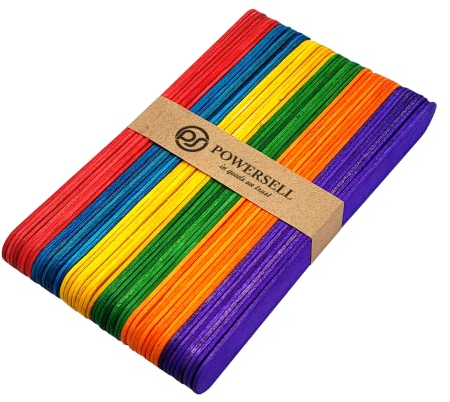 50 varillas de madera de colores para hacer palillos de helado de palillos de hielo DIY listones creativos decoración DIY Popsicle depilación Lollipop (coloridos, grandes)