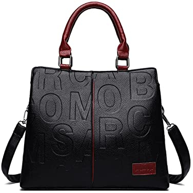 NICOLE & DORIS Damen Handtasche Elegant Tote Tasche Schultertaschen PU Leder Henkeltaschen Mittelgroß Satchel Handtasche Umhängetasche für Büro Shopper Alltags Rot