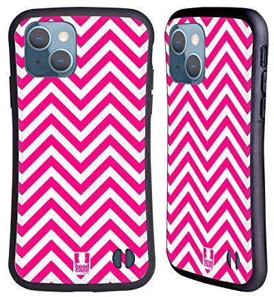 Head Case Designs Pink Neon Zigzag Hybride Handyhülle Hülle Huelle kompatibel mit Apple iPhone 13