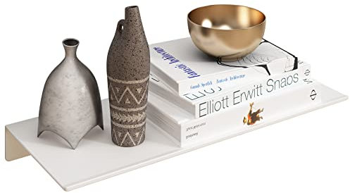JOOM Kleines Wandregal aus Metall, Wandregal, schwarzes Schweberegal, kleines Badezimmerregal, Ausstellungsregale für Wandaufbewahrung (Weiß, 30 cm)