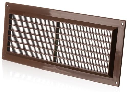 300x130mm Griglia Ventilazione in Plastica ABS Marrone con Zanzariera - Griglie Aerazione Rettangolari