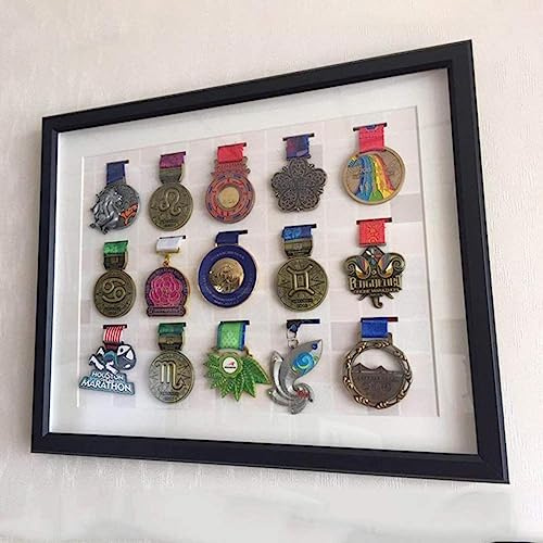 Medaillen-Präsentationsbox, Medaillen-Vitrine zum Präsentieren von Krieg, Militär, Sport, Medaillen, Medaillen, mittelgroßer Rahmen aus Eichenholz