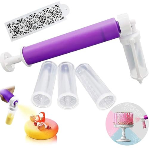 Pistola Pulverizadora para Colorear,Aerógrafo Manual para Pasteles,Aerógrafo Manual para Decorar Pulverizador,Pasteles Con Aerógrafo Manual Pastel,4 Contenedores de Almacenamiento,Púrpura (Púrpura)