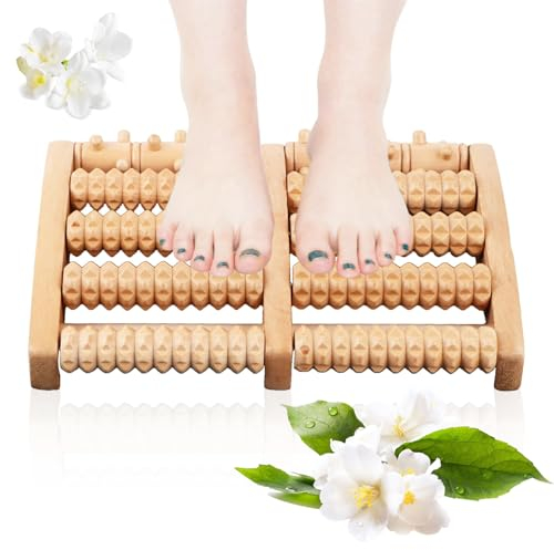 Massage Pieds, Masseur Pieds Double Taille 10 x 7 x 1.5, Appareil Massage Pied en Bois, Rouleau Massage Pied pour Douleur au Pied Relaxation et Soulagement