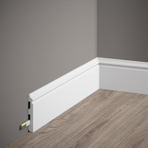 PROVISTON | Plinthe en plastique | Polystyrène | 13 x 80 x 2000 mm | Blanc | Plinthe | Plinthe