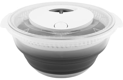 COOK WITH COLOR Faltbare Salatschleuder, platzsparender Salattrockner mit faltbarem Sieb, ideal zum Waschen und Trocknen von Obst und Gemüse, 4 l, Grau