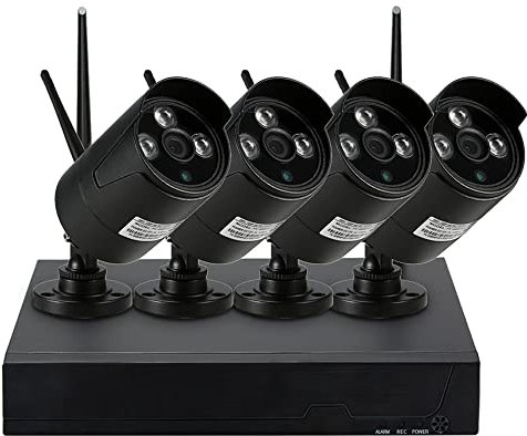 COMETX 4CH 1080P HD WiFi NVR Kit mit 4 Stück 1.0MP Wireless WiFi Wasserdicht Outdoor IP Kamera Unterstützung P2P IR-CUT Nachtsicht Telefonsteuerung Bewegungserkennung für CCTV Security