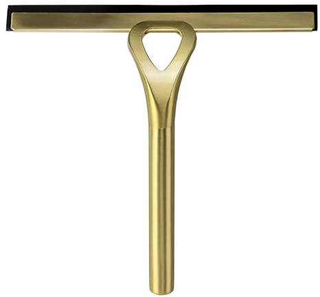 Wanym Tergivetro per Doccia Acciaio Inox con Gancio, Tergivetri Senza Foratura, Lavavetri Spazzola Bagno per Pulire e Asciuga Vetro, Specchio, Piastrelle, finestre, Auto,d'oro