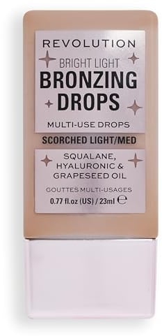Makeup Revolution, Bright Light Bronzing Drops mit Hyaluronsäure, sonnengeküsstes Finish, Bronze Scorched, 23ml