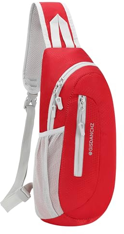 PivotWing Brusttasche Herren Damen, Sling Bag Schultertasche Damen Herren Leicht Wasserdicht Umhängetasche Reisen Gehen Outdoor Crossbody Bag Shoulder Chest Bags Day Packs Rot