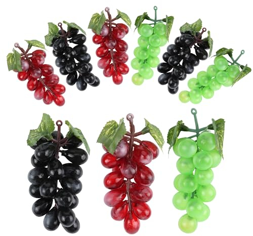 JSMTKJ 6 Stück Künstliche Trauben Deko, Lebensechte Gefälschte Trauben Künstliches Obst für Hochzeitsfest Dekoration Foto Requisiten (3 Farben)
