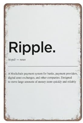 KOPUTE Ripple-Definition, Kryptowährungsdruck, Ripple-Poster, Krypto-Geschenkideen, geriffelte Wanddekoration, Krypto-Wandkunst, Retro-Metallposter, Wandkunst, Küche, Garten, Bauernhof,