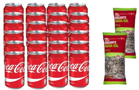 UBOON - CocaCola Sabor Original - Refresco de cola - Pack de 24 latas 330 ml + ¡Incluye Dos Pipas girasol gigantes tostadas Mercadona de Regalo