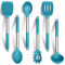HaWare Silicone Kitchen Utensils Set, 6 Pcs Cooking Utensils with Stainless Steel Handle, Heat Resistant Kitchen Tools for Non-Stick Cookware, Ladle Turner Spoon Pasta Server, Dishwasher Safe-Blue