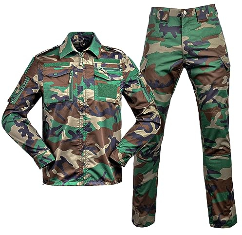 Mymyguoe Tarnanzug Herren Paintball Combat Shirt Taktische Hose Langärmlige Mit 1/4 Reißverschluss Taktische BDU-Kampfuniform Jacke Und Hose Anzug Militär Anzug Outdoor Camouflage Jagdbekleidung