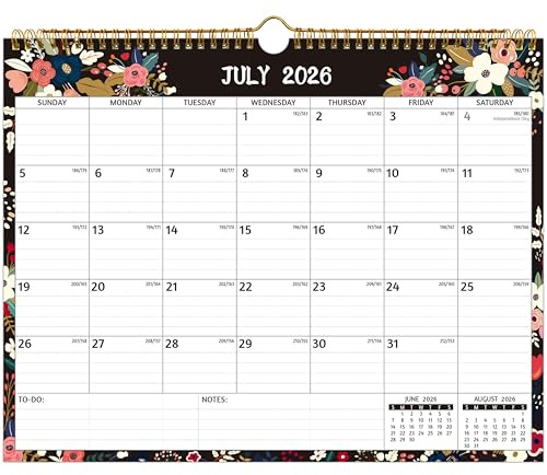 Wandkalender 2026 – Kalender 2026, 12 Monate, 37 x 29 cm, Januar 2026 – Dezember 2026, Monatskalender mit linierten Blöcken, dickem Papier, Feiertage, To-Do-Liste & Notizen