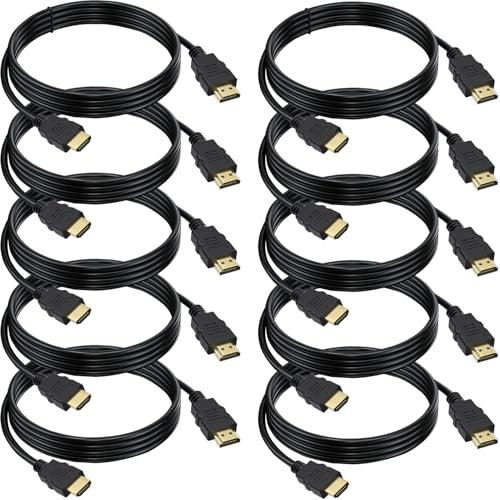 Lot de 10 câbles HDMI 4K de 1,8 m, câble HDMI 2.0 CL3 blindé pour moniteur intelligent avec télévision en continu, 4K, 1080p @ 144 Hz, classé ARC et CL3 pour ordinateur portable, moniteur, PS5, PS4,