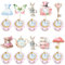 Ephlyn 36Pcs Wonderland Cupcake Toppers Tea Party Cake Decorations Butterfly Flower Bowl Key Clock Eat Me Cupcake Picks for Baby Shower Birthday Kids Birthday Party Decorations