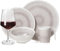 Melamin Camping Geschirr Set 4 Personen Amboss Design 16 Teilig + 4 Milano Gläser Rot Weingläser Tafelgeschirr Picknick BBQ Kochgeschirr