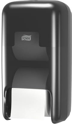 Tork OptiServe 2-Roll Coreless Toilet Paper Dispenser Black T7, Vertical Dispenser, Elevation Design, 558042