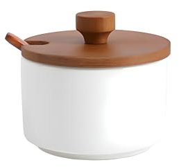 OnePine 220ml/7.74 oz Kitchen Condiment Container, Ceramic Sugar Bowl with Lid and Spoon, Salt Pot Spice Jar for Home and Kitchen